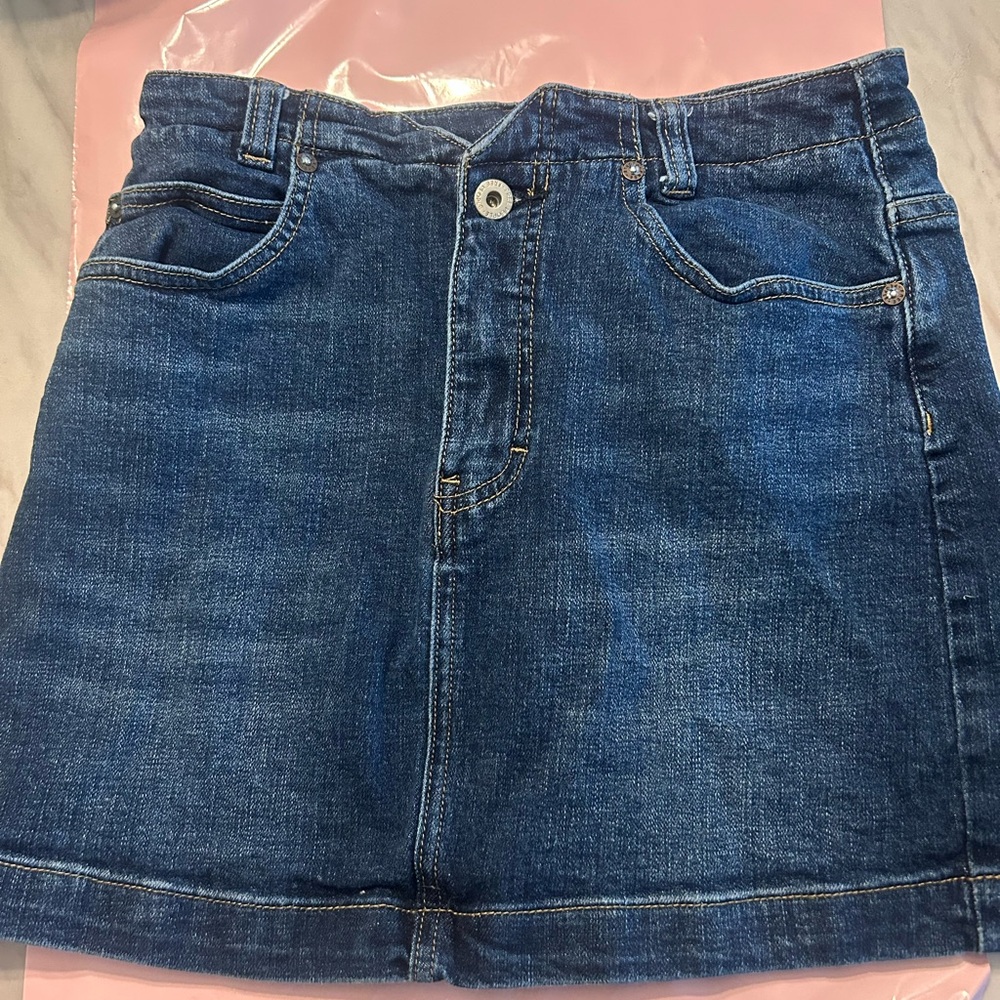 Free People Dark Blue Denim Mini Skirt
